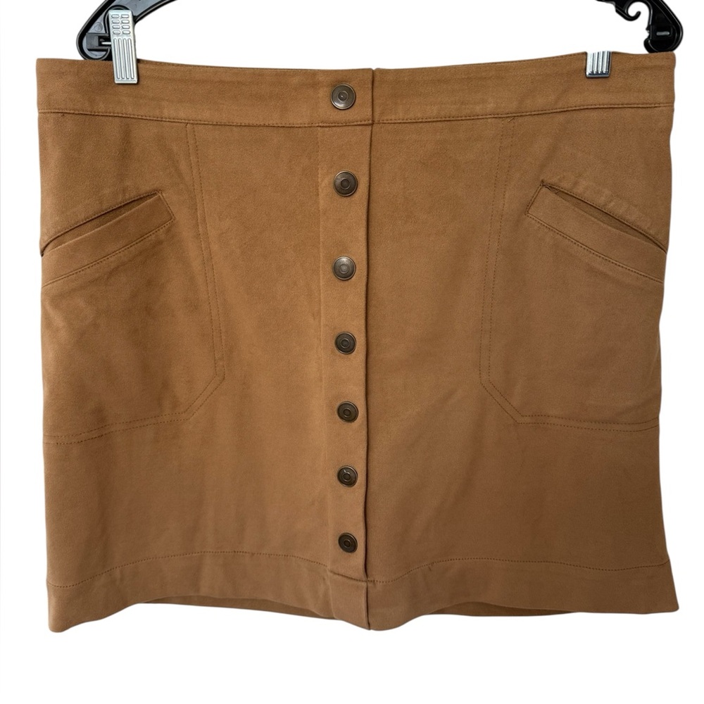 Reitmans Camel Button-Front Mini Skirt